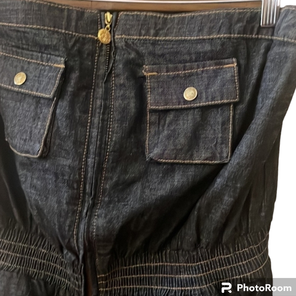 Baby Phat Strapless Denim Cargo Jumpsuit Size 13/15 - Picture 4 of 9